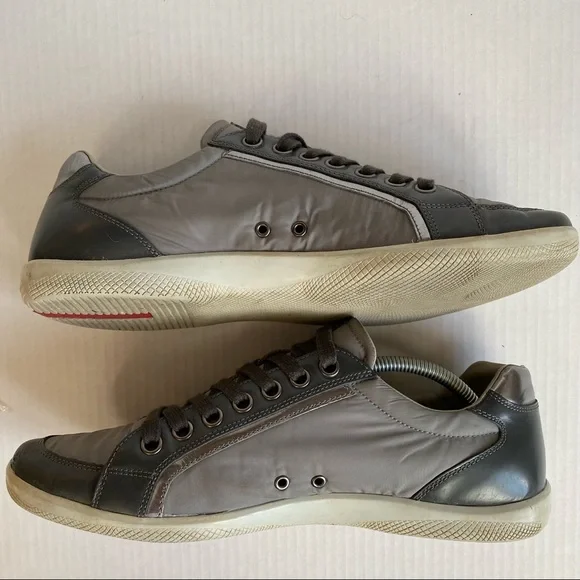 Prada Metallic Silver Gray Sneakers - Picture 8 of 12